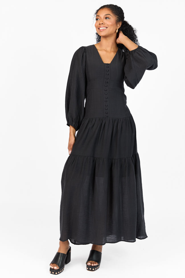 Enchanting Moments Black Button Detail Maxi Dress FINAL SALE - Image 4
