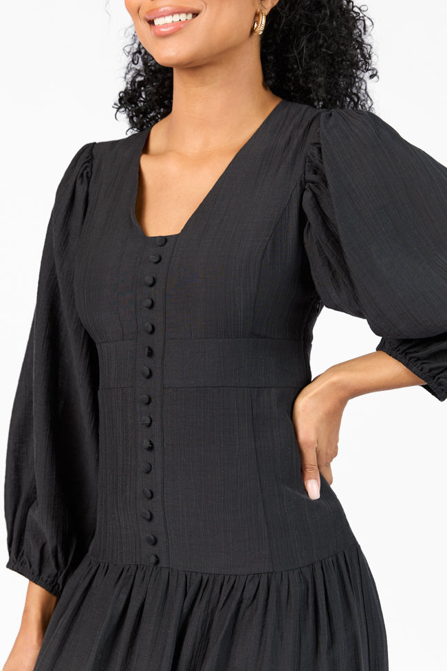 Enchanting Moments Black Button Detail Maxi Dress FINAL SALE - Image 3