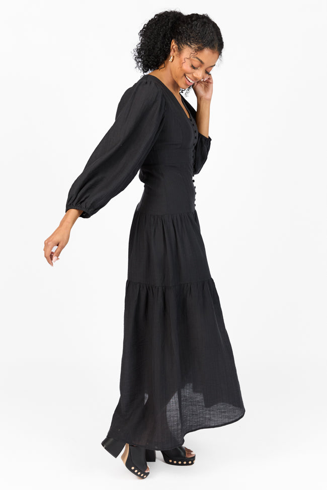 Enchanting Moments Black Button Detail Maxi Dress FINAL SALE - Image 5