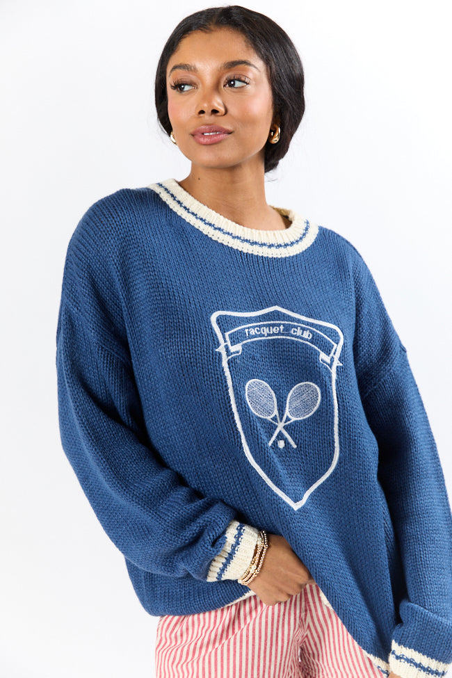 Racquet Club Navy Crew Neck Sweater FINAL SALE - Image 5