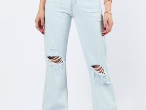 Karter Light Wash Wide Leg Distressed 90s Flare Jeans FINAL SALE