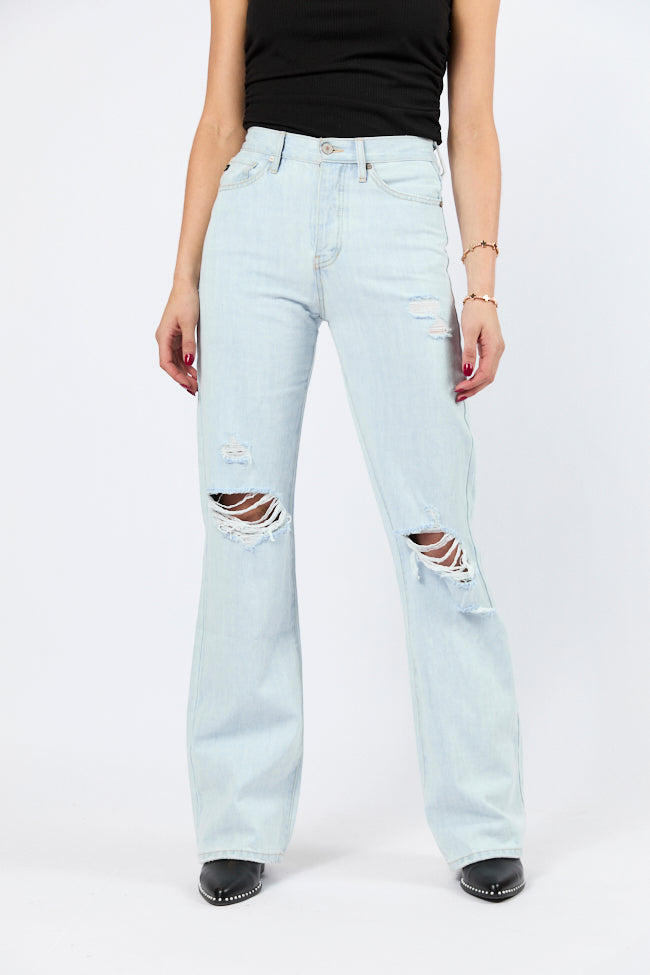 Karter Light Wash Wide Leg Distressed 90s Flare Jeans FINAL SALE