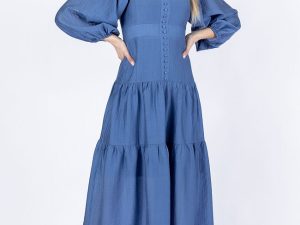 Enchanting Moments Blue Button Detail Maxi Dress FINAL SALE