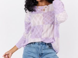 Sunset Key Purple Checkered Sweater FINAL SALE