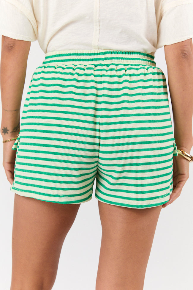 I Belong Green Striped Ribbed Knit Shorts FINAL SALE - Image 5