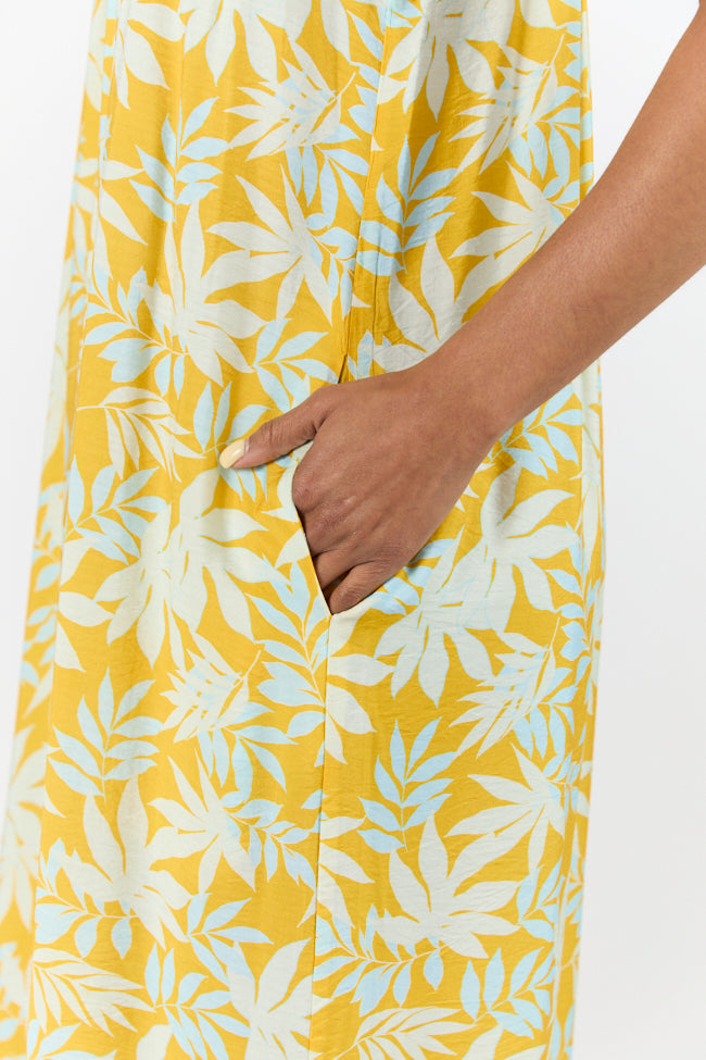 Painting The Sky Yellow Leaf Print Maxi Dress FINAL SALE - Image 3