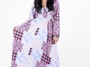 Falling Petals Purple Patchwork Printed Maxi Dress FINAL SALE