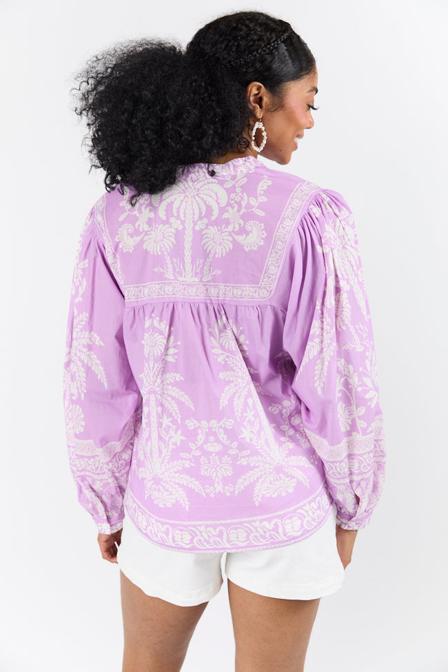 Unspoken Grace Purple Multi Printed Long Sleeve Blouse FINAL SALE - Image 5