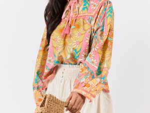 Mosaic Gardens Purple Printed Long Sleeve Blouse FINAL SALE