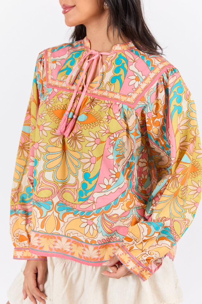 Mosaic Gardens Purple Printed Long Sleeve Blouse FINAL SALE - Image 5