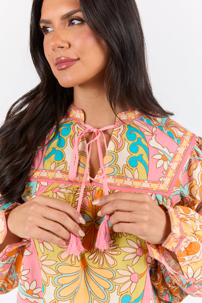 Mosaic Gardens Purple Printed Long Sleeve Blouse FINAL SALE - Image 2