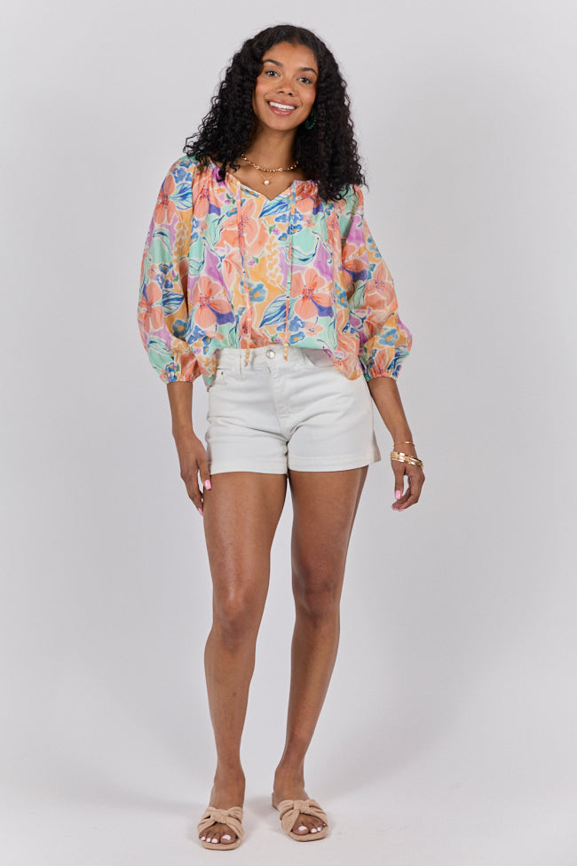 Come Along Purple Floral Woven Pop Over Blouse FINAL SALE - Image 3