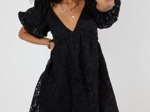 Midnight Muse Black Lace Babydoll Dress FINAL SALE