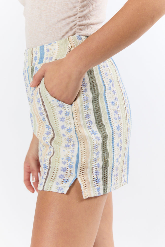 Lovely Lagoons Blue and Green Knit Crochet Shorts FINAL SALE - Image 3