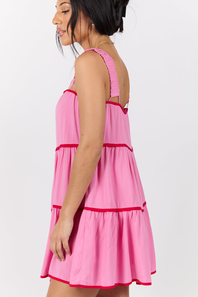 Essential Love Pink Contrast Trim Mini Romper Dress FINAL SALE - Image 5