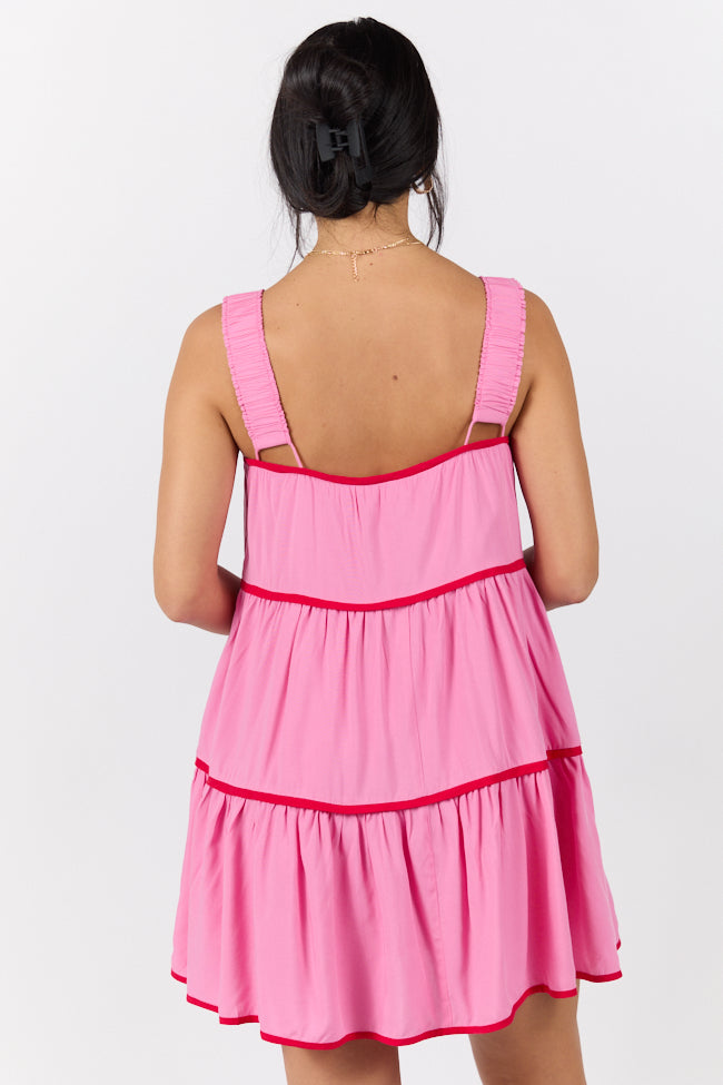 Essential Love Pink Contrast Trim Mini Romper Dress FINAL SALE - Image 6