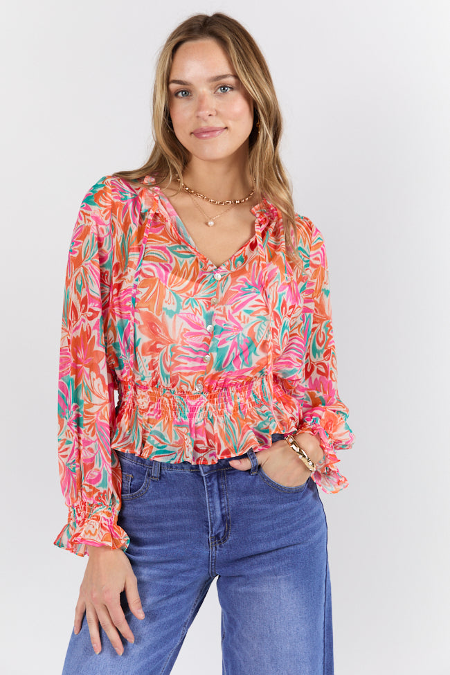 Take Me To The Tropics Multi Print Blouse With Cami Lining FINAL SALE