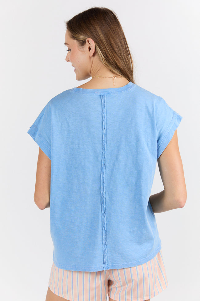 All Washed Up Blue Knit Pocket Tee FINAL SALE - Image 5