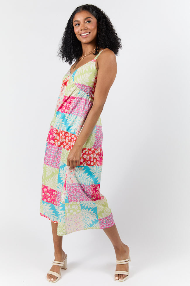 Pieces That Complete Me Multi Patchwork Babydoll Midi Dress FINAL SALE - Image 2