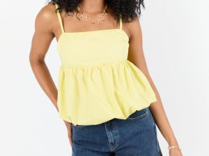 Pinky Promise Yellow Bubble Hem Tank FINAL SALE