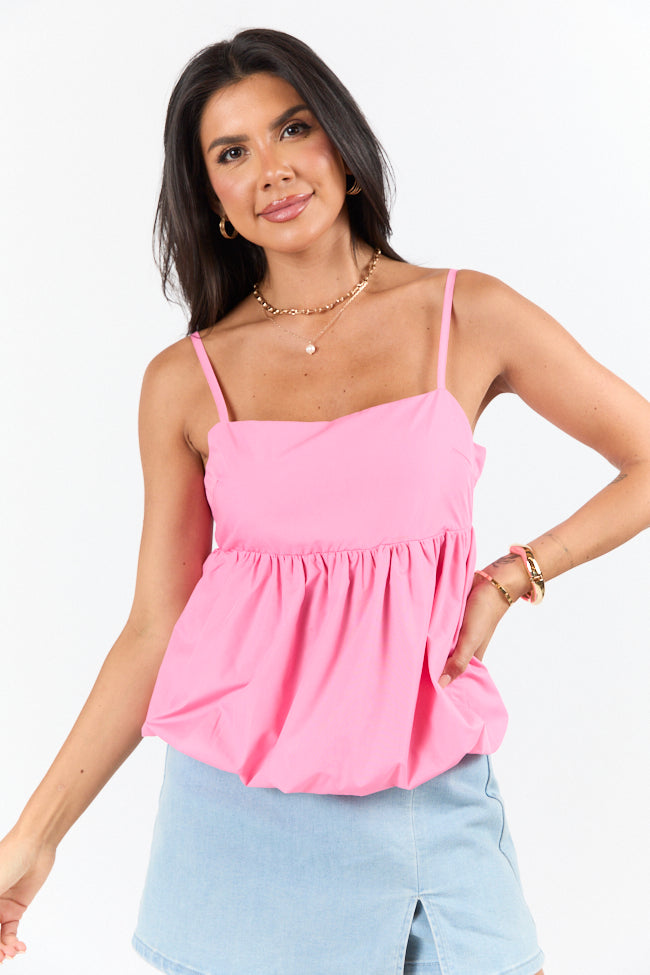 Pinky Promise Pink Bubble Hem Tank FINAL SALE