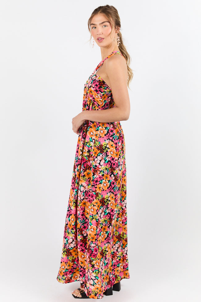 Waterside Elegance Multi Floral Halter Neck Maxi Dress FINAL SALE - Image 5