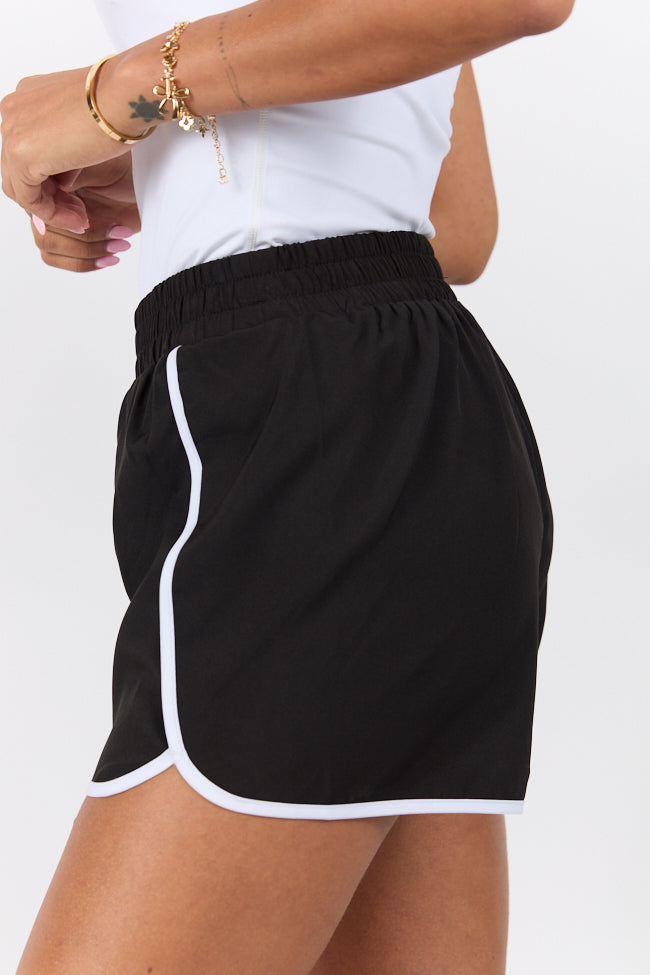 On The Move Black and White Running Shorts With Contrast Trim FINAL SALE - Image 4