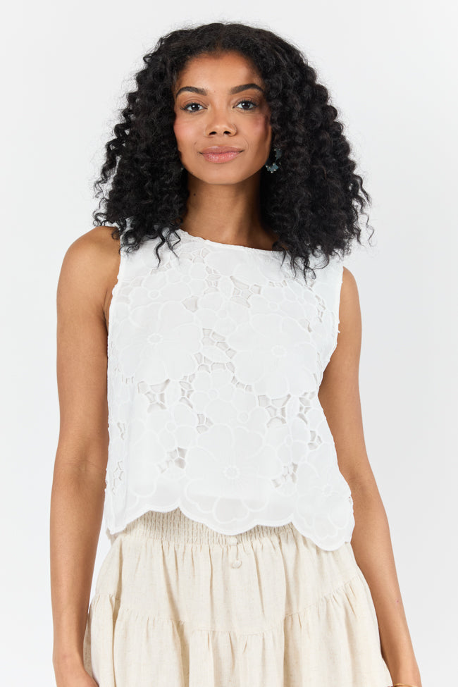 Right Through Me Ivory Eyelet Tank FINAL SALE - Image 2