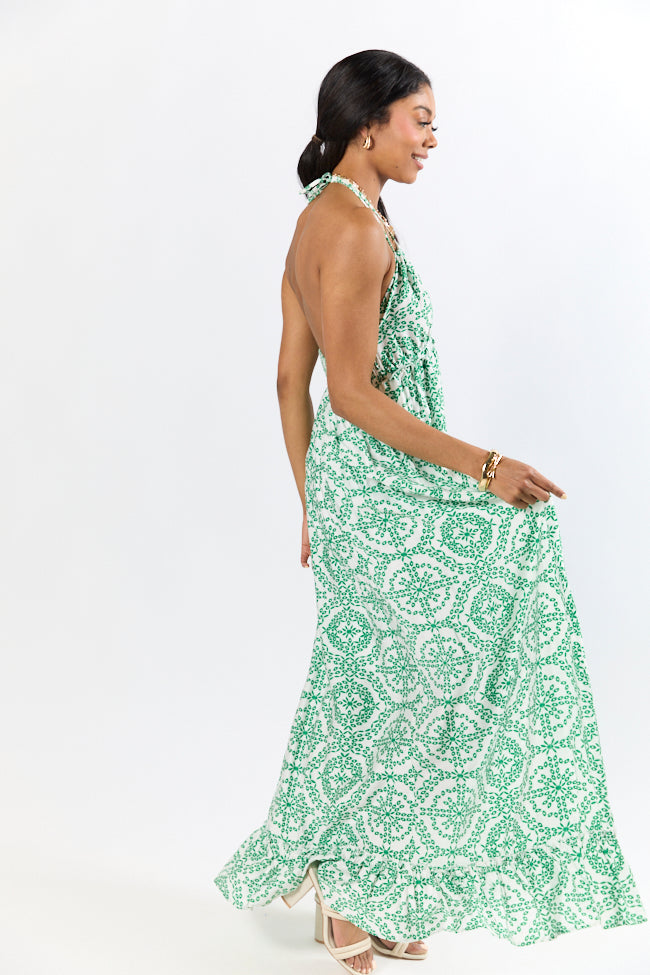 Charleston Charm Green and Ivory Printed Maxi Dress FINAL SALE - Image 6