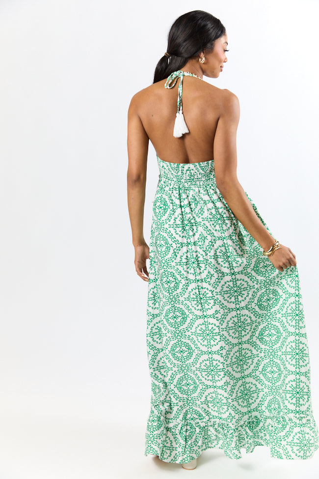 Charleston Charm Green and Ivory Printed Maxi Dress FINAL SALE - Image 7
