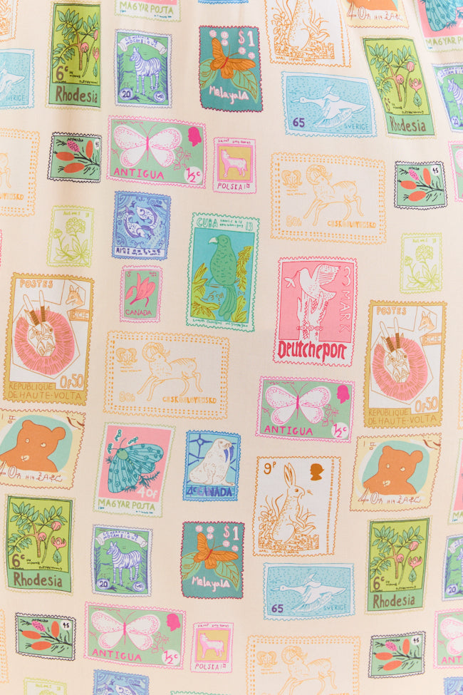 World Traveler Stamp Print Midi Dress FINAL SALE - Image 6