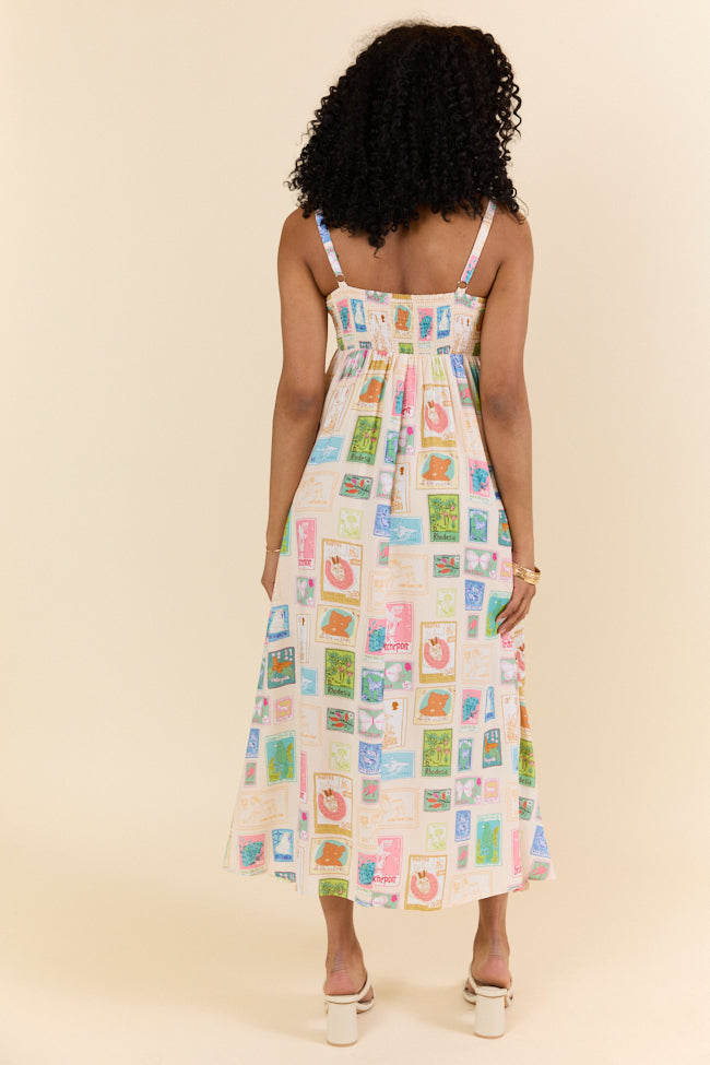 World Traveler Stamp Print Midi Dress FINAL SALE - Image 5