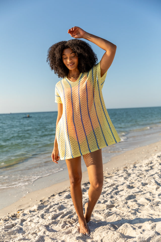 Never Ending Sunny Days Yellow and Blue Knit Cover Up FINAL SALE