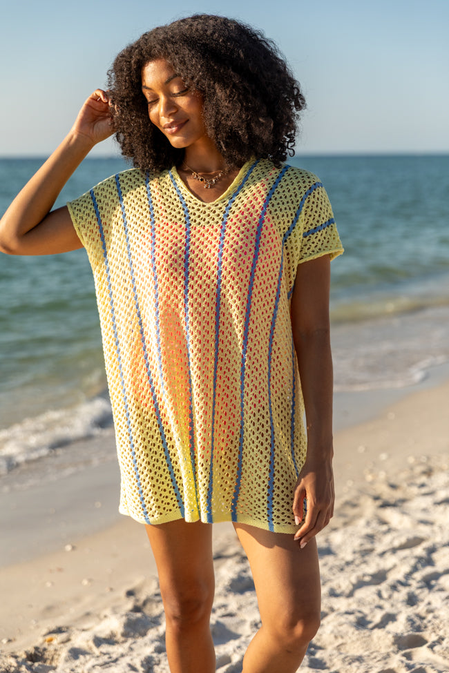 Never Ending Sunny Days Yellow and Blue Knit Cover Up FINAL SALE - Image 2