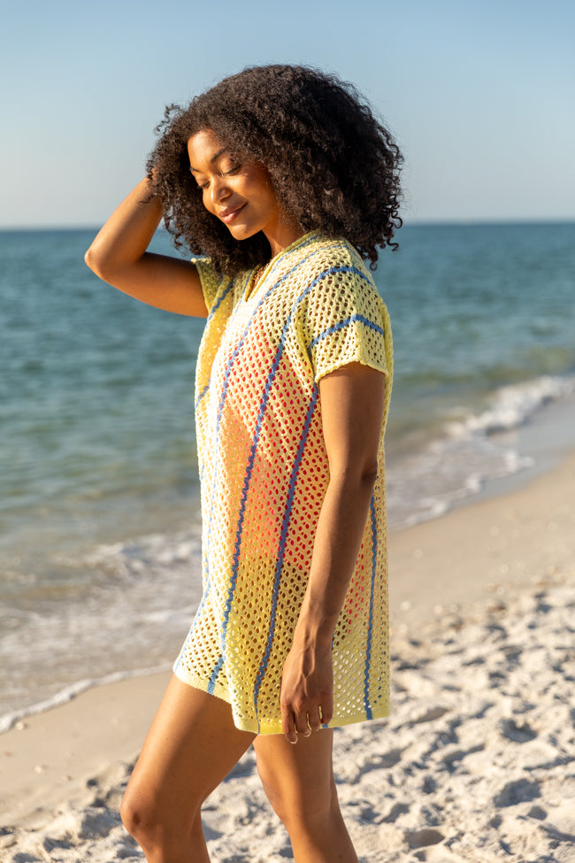 Never Ending Sunny Days Yellow and Blue Knit Cover Up FINAL SALE - Image 3