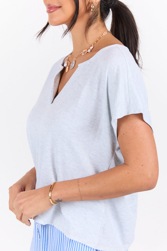 Lets Go Grey Notched Neck Knit Tee FINAL SALE - Image 3