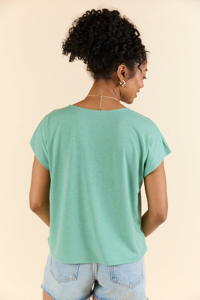 Lets Go Green Notched Neck Knit Tee FINAL SALE - Image 5