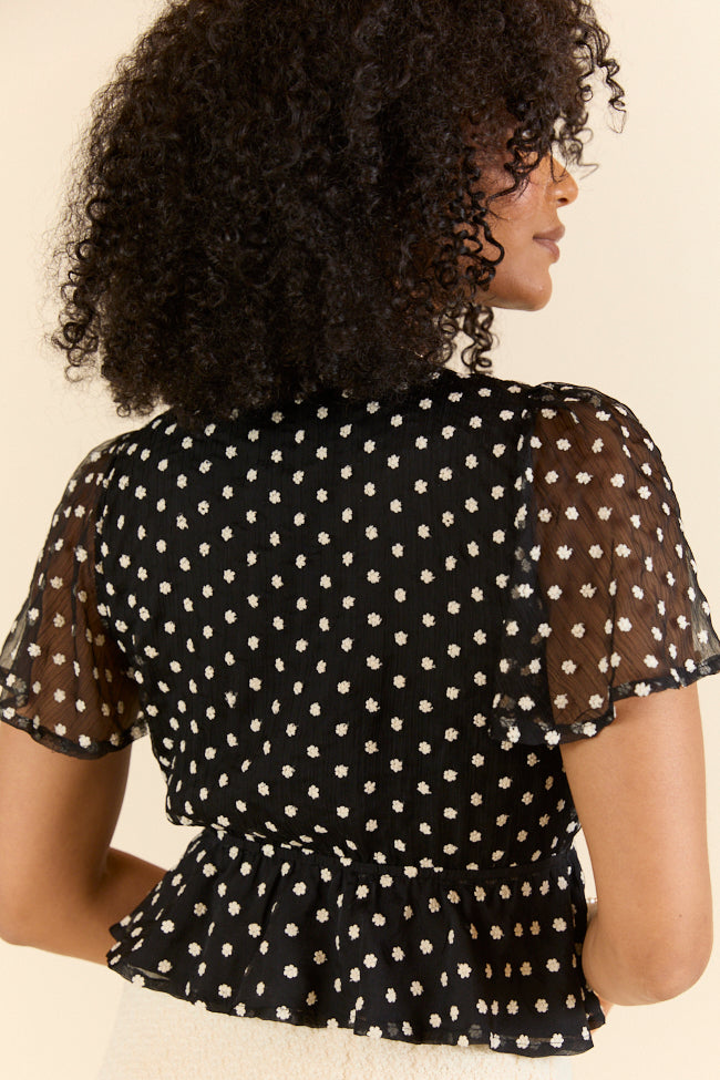 Dotted Blossoms Black Floral Embroidered Blouse FINAL SALE - Image 4