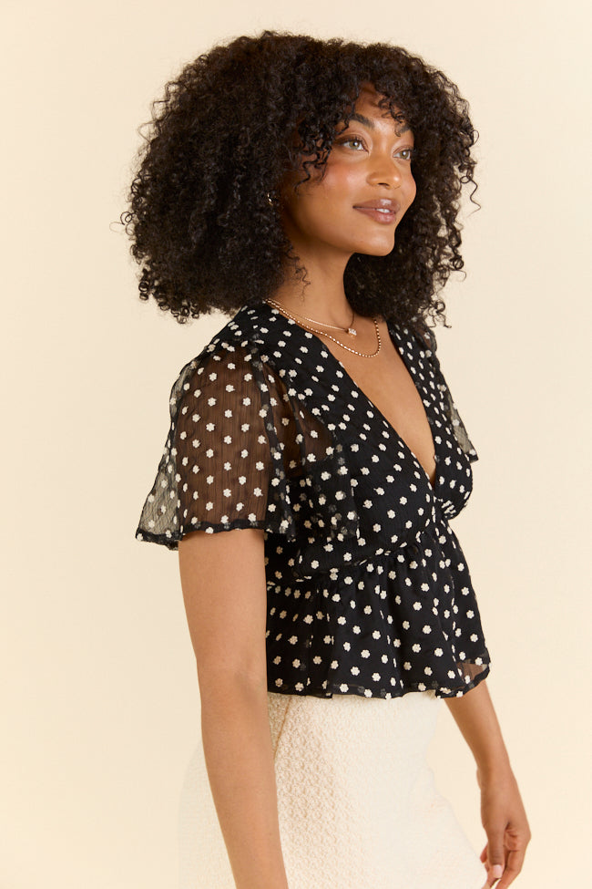 Dotted Blossoms Black Floral Embroidered Blouse FINAL SALE - Image 3