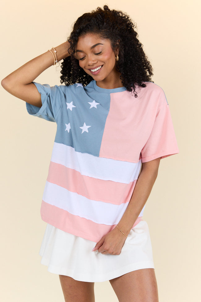 Born To Be Free Oversized American Flag Tee FINAL SALE - Image 6