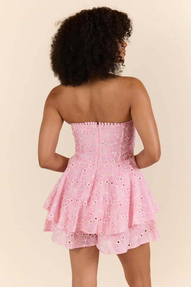 Sunlit Garden Pink Floral Lace Romper FINAL SALE - Image 5