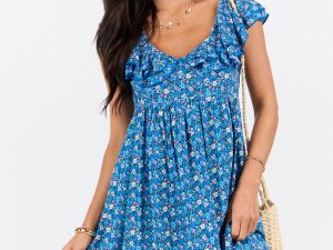 Blooming Blues Floral Mini Dress FINAL SALE
