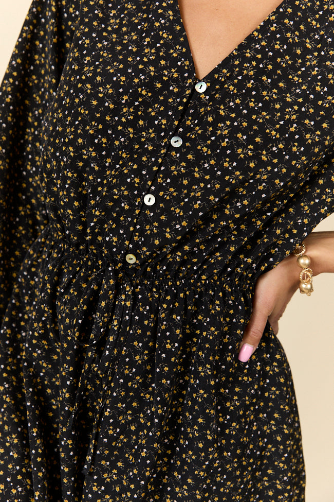 Love Over Fear Black Ditsy Floral Romper FINAL SALE - Image 3