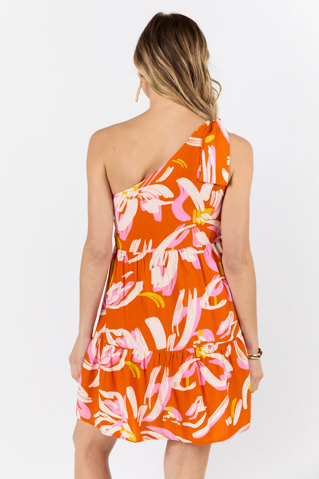 Walking On Sunshine Floral Printed One Shoulder Dress FINAL SALE - Image 5