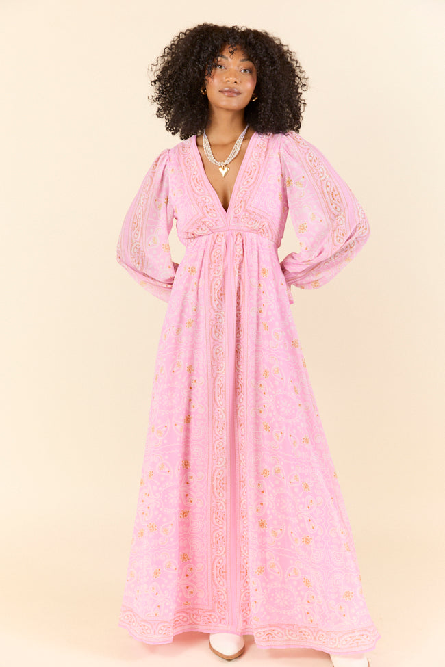 Rustic Rose Pink Bandana Print Maxi Dress FINAL SALE - Image 2