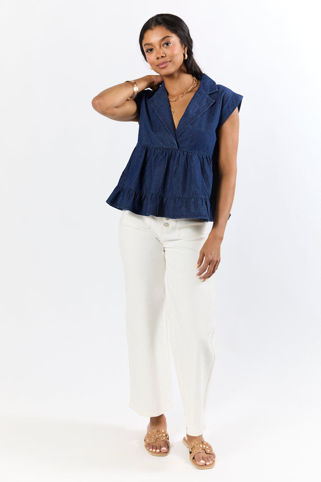 Perfect Aura Dark Wash Denim Collared Tank FINAL SALE - Image 4