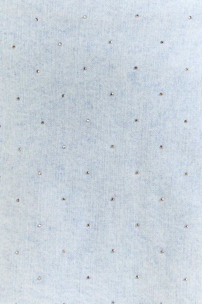 My Favorite Light Wash Rhinestone Studded Denim Skort - Image 5