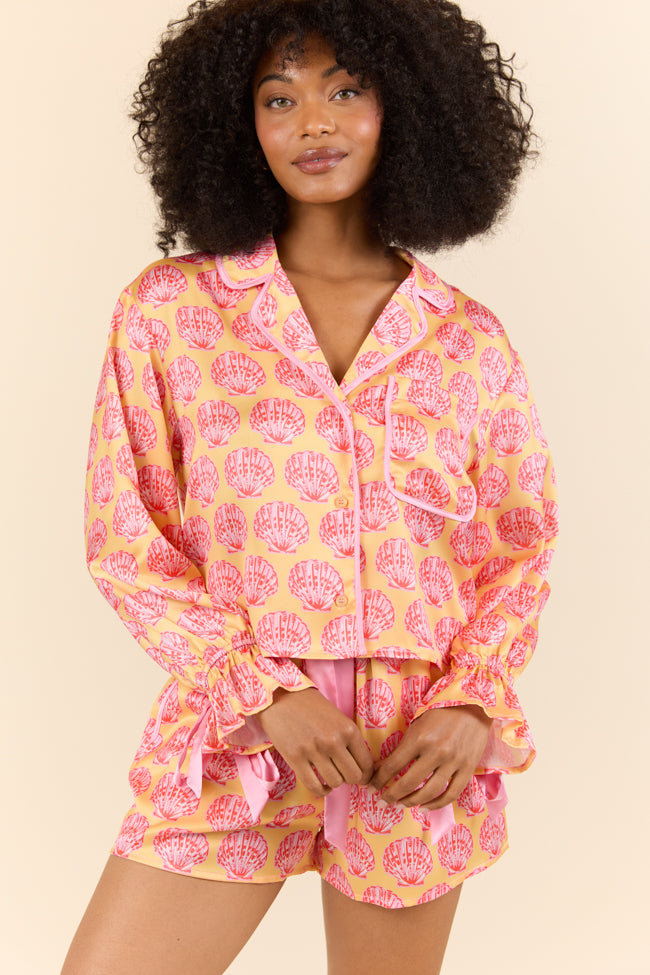 Seashell Serenity Satin Pajama Top FINAL SALE - Image 2