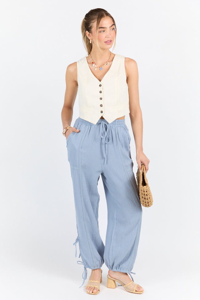 Sky High Blue Gauze Harem Pull On Pants FINAL SALE - Image 3