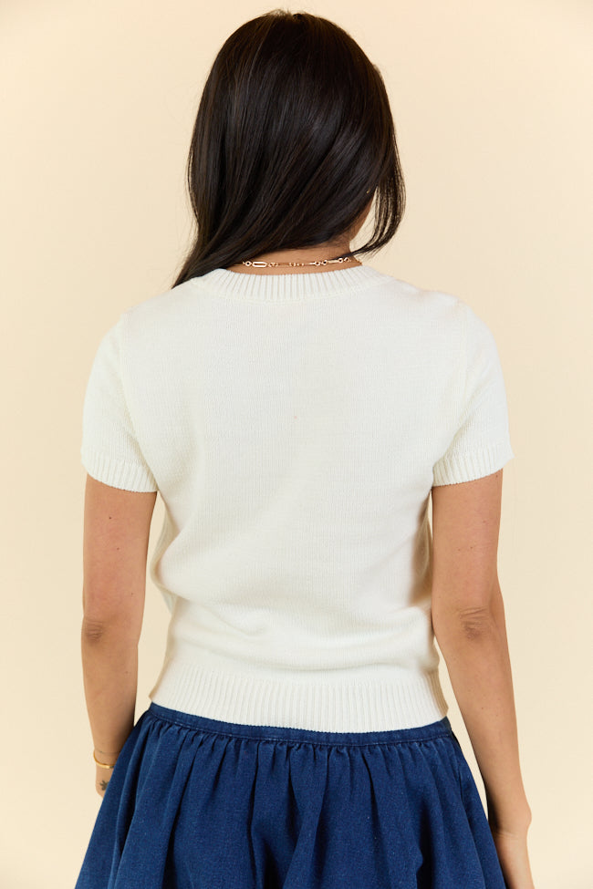 Made For Celebratin' Ivory Americana Short Sleeve Bear Sweater - Image 7